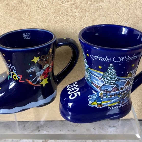 Koessinger AG Mug Boot Schierling Christmas Festive Blue Germany Lot 2 New - Picture 4 of 10